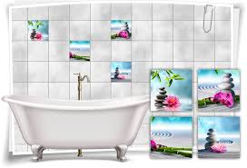 Eine vergleichsweise preiswerte und saubere lösung, in die jahre gekommene fliesen aufzufrischen, ist das bekleben mit folie. Home Furniture Diy Fliesen Aufkleber Orchideen Blumen Wellness Spa Blau Pink Fliesen Bad Wc Deko Furniture Stickers