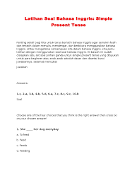 Soal present tense pilihan ganda. Latihan Soal Bahasa Inggris Simple Present Tense