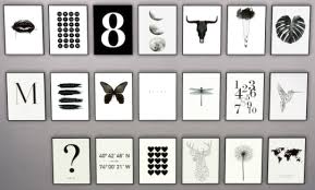 Black White Prints Sims 4 Black White Wall Prints Black And White Prints Wall Prints Wall Design