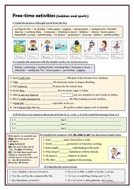 Free Time Activities Hobbies And Sports Exercises Worksheet Free Esl Printable Worksheets Made By Teachers Free Time Activities Time Activities Words