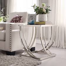 Chrome Black Glass End Table Side Steel Arch Curved Living Room Furniture Accent Unbranded Contemporary Modern End Tables Glass End Tables Sofa End Tables