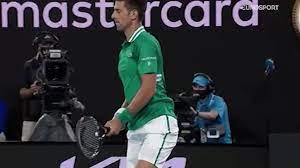 Djokovic was out of sorts in the opening set. Australian Open Djokovic Destroys His Racquet And Damages The Court Marca