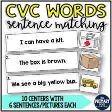 Eco black and white version, editable version, precursive version, images version, cursive version and 3 others. Cvc Words Sentence Matching Centers By The Primary Post By Hayley Lewallen