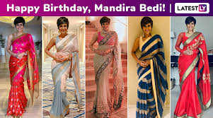 She appeared in pink saree with yellow border and sleeveless and backless blouse. Happy Birthday Mandira Bedi A Style Capsule Of Her Irreversible And Irrevocable Love Affair With Six Yards Of Sensuality And Elegance Latestly