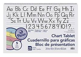 Pacon Chart Tablet 24 X 16 Inches 1 1 2 Inch Ruled Long Way 25 Sheets 384810