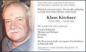 Traueranzeigen von Klaus Kirchner