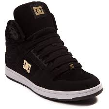 Black And Gold Dc High Tops Womens Dc Rebound Hi Skate Shoe 40 Liked On Polyvore Featuring Shoes Sneakers Gold Sneakers High Top Sneakers Leopard Skate Shoes Shoe Boots Dc Shoes