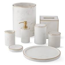 Marble And Brass Vanity Tray Bathroom Accessory Set Williams Sonoma