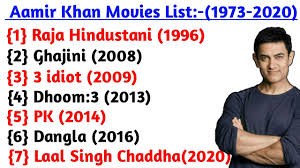 Aamir Khan All Movies List 1973 2020 Aamir Khan Movies List Aamir Khan Best Movies Youtube