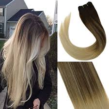 Kim kardashian infamously transformed her naturally dark brown hair into a bleached blonde bob overnight in time for paris fashion week. Amazon Com Sunny Dark Brown Highlight With Bleach Blonde Balayage Color Human Hair Extensions Weft One Bundle For Straight Weave Hairstyle 100g 14inch Beauty