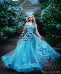 Cinderella Blue Plus Size Arabic Prom Dresses 2020 A Line Sweetheart 3d Floral Beaded Vintage Lace Princess Girls Birthday Formal Party Gown White Prom Dress Fo Junior Formal Dresses White Prom