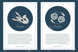 Just like a crab they have a tight hold on what they love and often have trouble letting go. Cancer Zodiac Signs Two Templates For Cards Leaflets Posters Royalty Free Cliparts Vectors And Stock Illustration Image 141013872