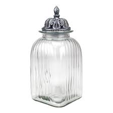 Stonebriar Collection Fluted Glass Canister With Decorative Lid Sb 4613a The Home Depot Glass Canisters Clear Glass Canisters Flute Glass