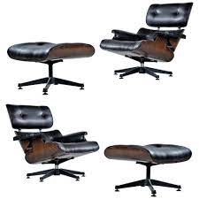 vintage walnut eames lounge chair and ottoman replica set in black leather eames lounge chair eames leather lounge chair lounge chair