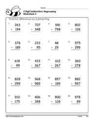 Three digit subtraction worksheets with and without regrouping. 3 Digit Subtraction With Borrowing Worksheets