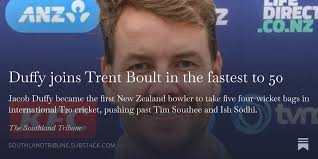 Duffy joins Trent Boult in the fastest to 50
