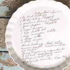 Oven Safe Pie Pan With Your Loved Ones Actual Handwritten Etsy In 2021 Custom Recipe Perfect Memorials Oven Safe
