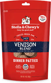 stella chewys venison blend dinner patties freeze dried raw dog food 14 oz bag