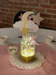 Moon And Stars Baby Shower Centerpieces Trucreations Me Tothemoonandback Moonandstars Girl Baby Shower Centerpieces Moon Baby Shower Moon Stars Baby Shower