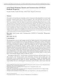 Social Media Marketing Channels and Communication: COVID-19 Pandemic  Perspective