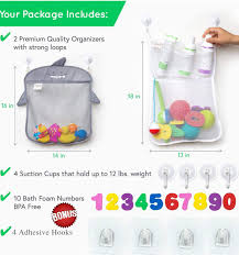 Cleaning foam bath toys is especially important, since most babies will often use the bathtub as a defacto toilet. Buy Jojookids Bath Toy Storage Set Of 2 10 Eco Safe Foam Numbers Bath Toy Organizer Mesh Net Shower Caddy For Baby Bath Toys For Toddlers 1 3 Quick Dry Bathroom Decor