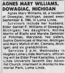 Obituary for MARY AGNES WILLIAMS (Aged 62)