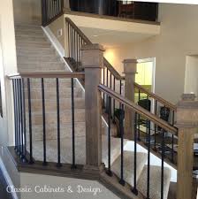The wood and rod iron deck railings are one of the most popular designs. Wood Wrought Iron Banister Classic Cabinets Design