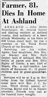 Snowbarger, John Henry-Death-29 Dec 1948