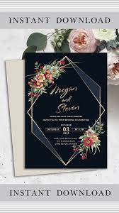 Geometric Wedding Invitation Template Geometric Wedding Invite Floral Wedding Invitation Instant Download In 2021 Wedding Invitations Geometric Wedding Invitation Wedding Invitation Card Design