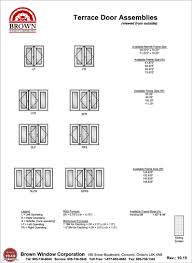 terrace door window size chart from brown window corporation