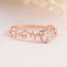 Wedding rings, roses bouquet and champagne. Bridal Set Morganite Engagement Ring Rose Gold Diamond Wedding Band Women Unique Halo Eternity