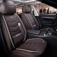 Non Fading Dustproof And Wear Resistant Leather Material Pure Color With Bright Lines Design 5 Seats Univer Truck Seat Covers Car Seats Leather Car Seat Covers