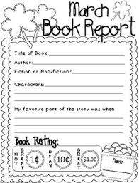 March Book Reports Freebie Book Report Elementary Reading March Book