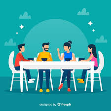 Download Flat Family Sitting Around Table Illustration For Free Illustration Vector Free Flat Design Illustration