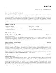 sample construction work resume