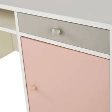 Damit er mit den kleinen denkern mitwächst, sollte seine höhe verstellbar sein. Schreibtisch 1 Tur 4 Schubladen Weiss Grau Und Rosa Blush Maisons Du Monde