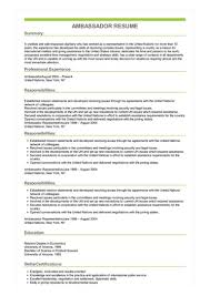 Ambassador Resume Example