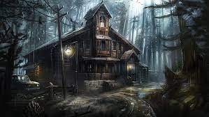 Hd Wallpaper Fantasy Art Haunted House Ghost House Tree Forest Abandoned Wallpaper Flare Temnyj Dom Lesnye Oboi Doma S Privideniyami Na Hellouin