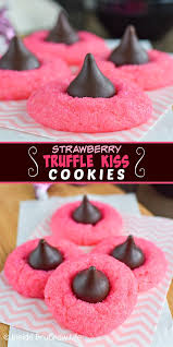Here you'll find variety of delicious recipes, step by step cookie and cake decorating tutorials. Strawberry Truffle Kiss Cookies These Easy Strawberry Cake Mix Cookies Have A Chocolate K Cake Mix Cookies Valentines Recipes Desserts Food Processor Recipes