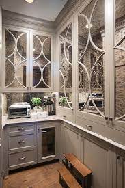 Antiqued Mirrored Eclipse Butler Pantry Cabinets Transitional Kitchen Mirrored Kitchen Cabinet Kitchen Mirror Kitchen Pantry Cabinets
