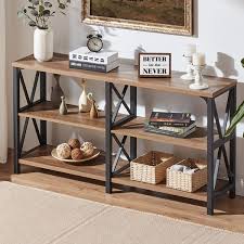 They can fit a table lamp and your favorite books. Amazon Com Ibf Rustic Console Table Industrial Wood And Metal Sofa Table Hallway Entry Table For Home Living Room Barnwood Foyer Accent Entryway Table With Retro Vintage Storage Shelf 55 Inch Home