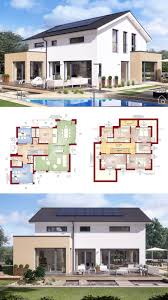 Einfamilienhaus Klassisch Modern Mit Satteldach Fertighaus Grundriss Mit Haus Fassade Haus Bauen Haus Ideen Aussen Fertighaus Bauen