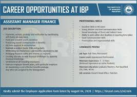 Developed annual budget and financial forecasting. The Institute Of Bankers Pakistan Ibp Jobs Assistant Manager Finance