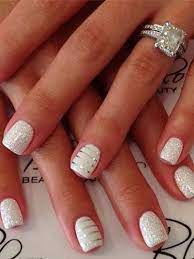 Los materiales de la mejor calidad. Unas Blancas Con Glitter Plateado Unas Para Novia Diseno De Unas Para Novias Unas Boda