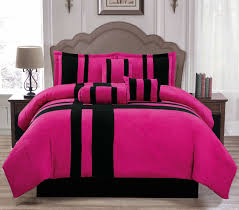Shop wayfair for all the best purple comforters & sets. Soft Suede Pink Black Stripe 7 Piece Comforter Set Full Size Walmart Com Walmart Com
