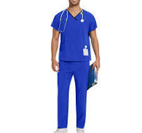 Men's Scrub Set Nursing Uniforms Solid Color V-neck Pocket Caregiver Short  Sleeved Shirt Elastic Pants Sets