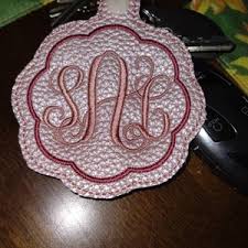 ITH Snap Tab Blank Key Fob Design. Embroidery in the Hoop Key Chain  Monogram Frame Template for Machine Embroidery With Flower Shaped Border