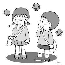 子供の風邪 モノクロ 子供と動物のイラスト屋さん わたなべふみ モノクロ イラスト 動物