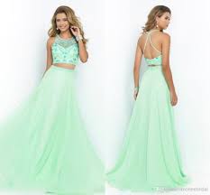 Wholesale Cheap Prom Dress Online 2014 Fall Winter Find Best Light Green Two Piece Prom Dres With Images Cheap Prom Dresses Online Crop Top Dress Prom Prom Dresses 2015