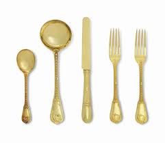 A French Silver Gilt Dessert Service The Spoons And Forks Mark Of Odiot The Knives Mark Of Henin Et Cie Paris 20th Century R French Flatware Prevost Spoon
